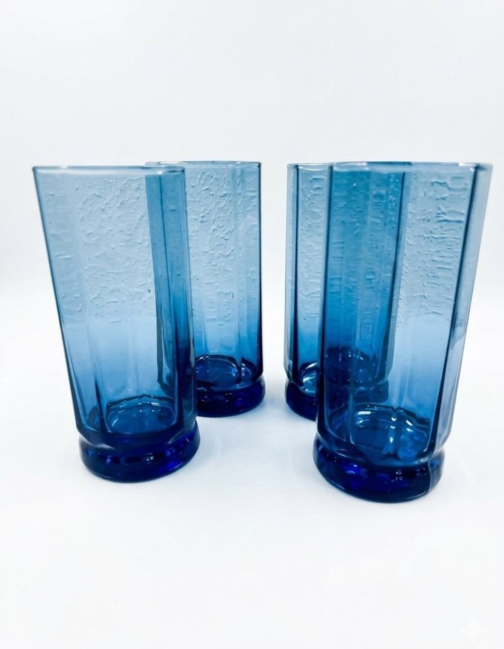 Anchor Hocking Essex Cobalt Blue 16oz Iced Tea Glass Tumbler Set Of 4